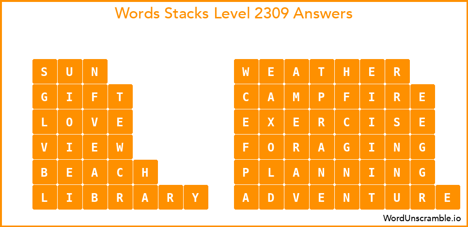 Word Stacks Level 2309 Answers