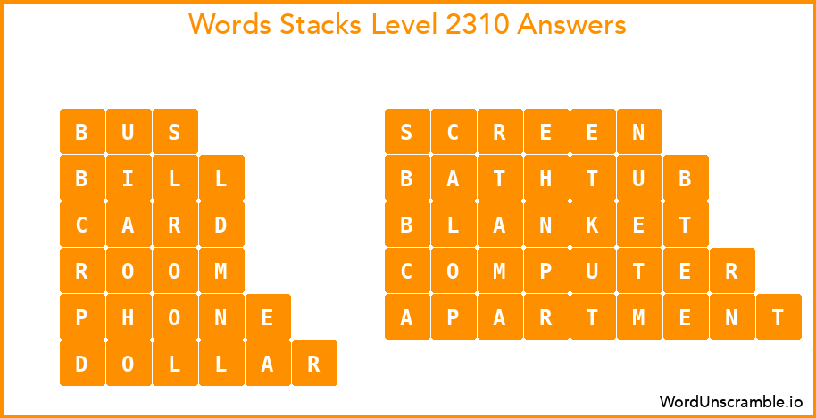 Word Stacks Level 2310 Answers