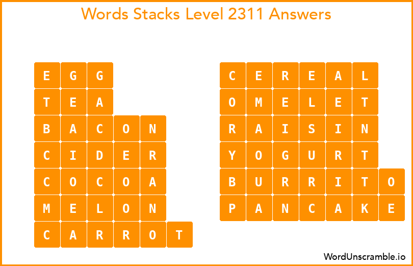 Word Stacks Level 2311 Answers