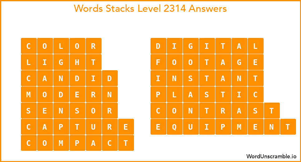 Word Stacks Level 2314 Answers