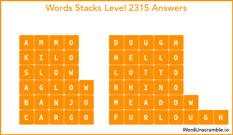 Word Stacks Level 2315 Answers