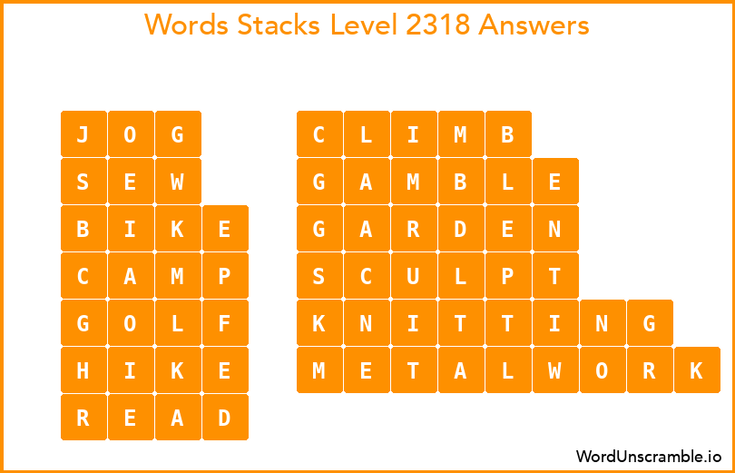 Word Stacks Level 2318 Answers