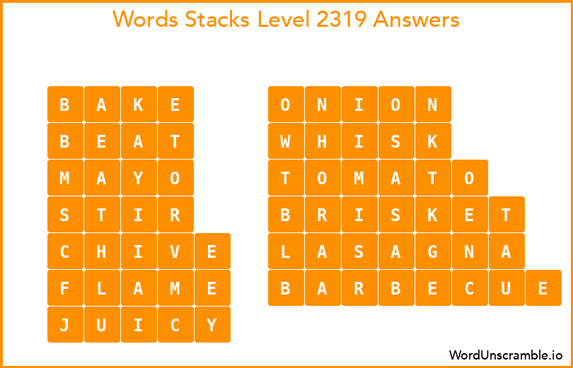 Word Stacks Level 2319 Answers