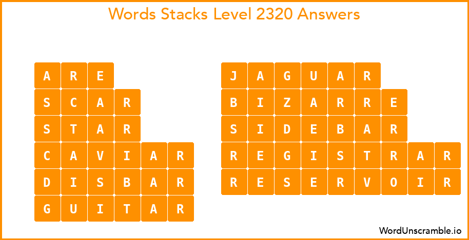 Word Stacks Level 2320 Answers