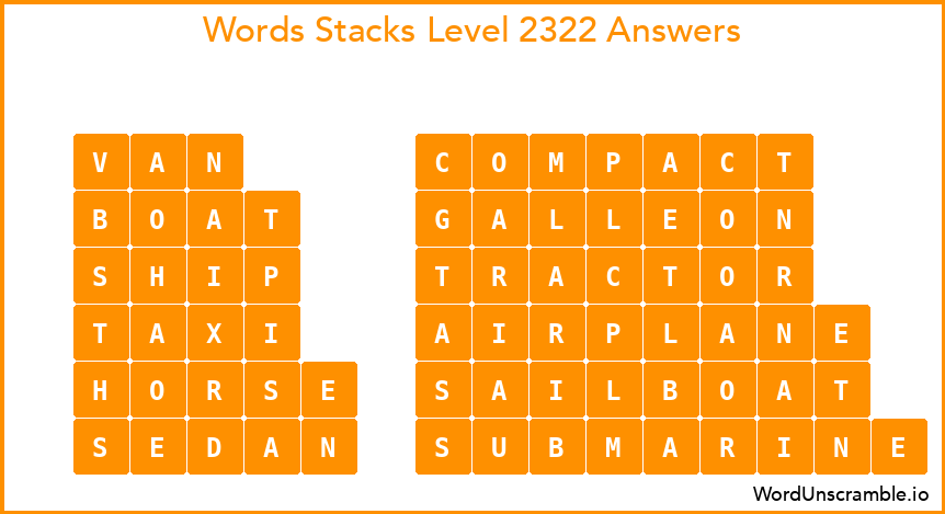 Word Stacks Level 2322 Answers