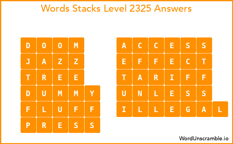 Word Stacks Level 2325 Answers