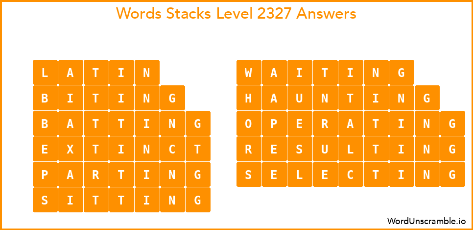 Word Stacks Level 2327 Answers