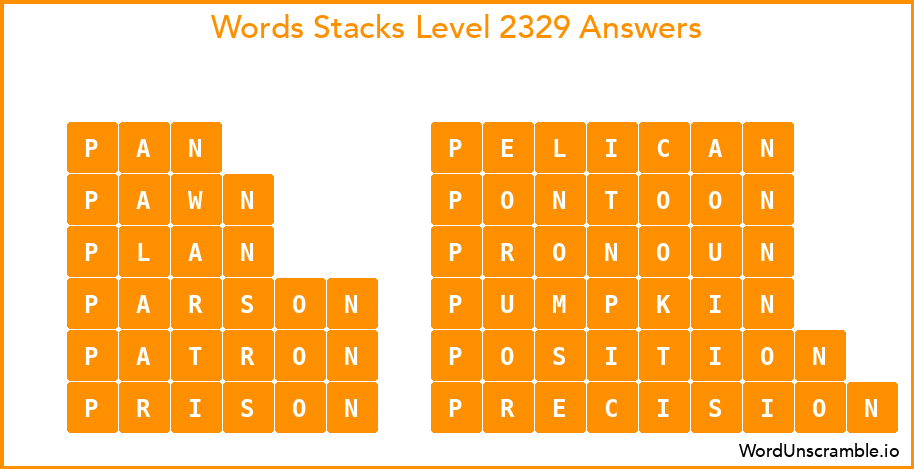 Word Stacks Level 2329 Answers