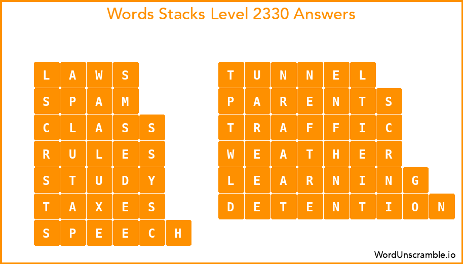 Word Stacks Level 2330 Answers