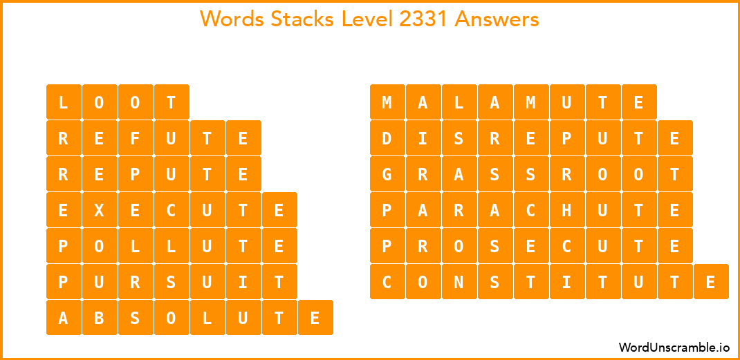 Word Stacks Level 2331 Answers