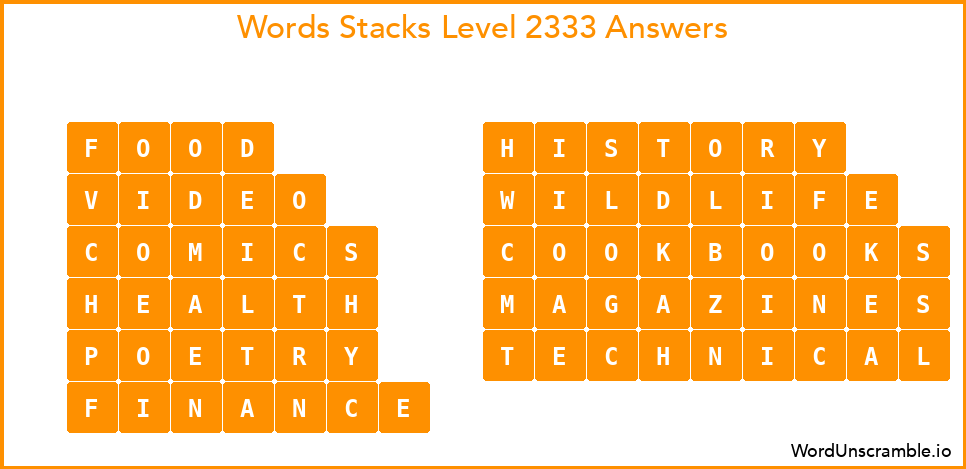 Word Stacks Level 2333 Answers
