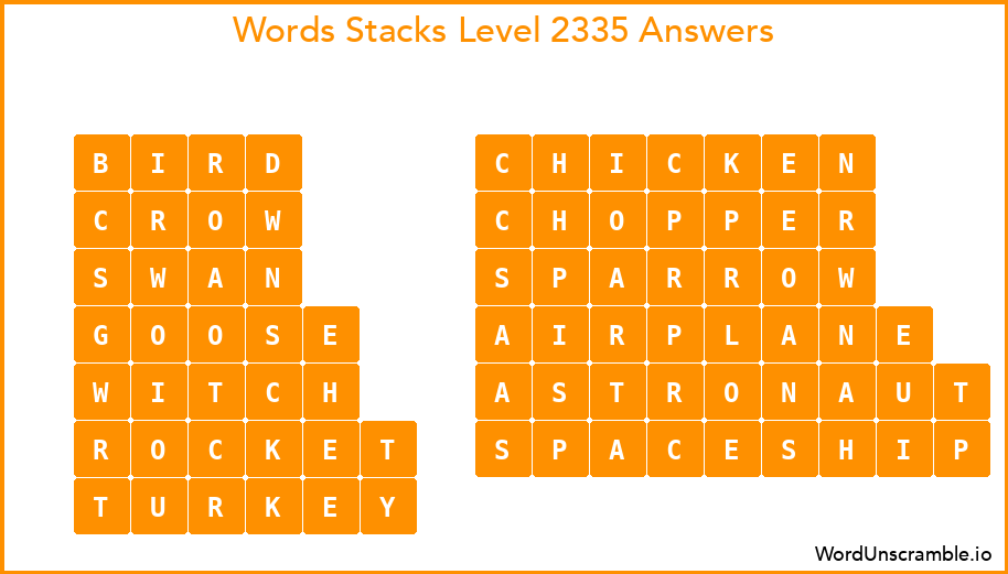 Word Stacks Level 2335 Answers