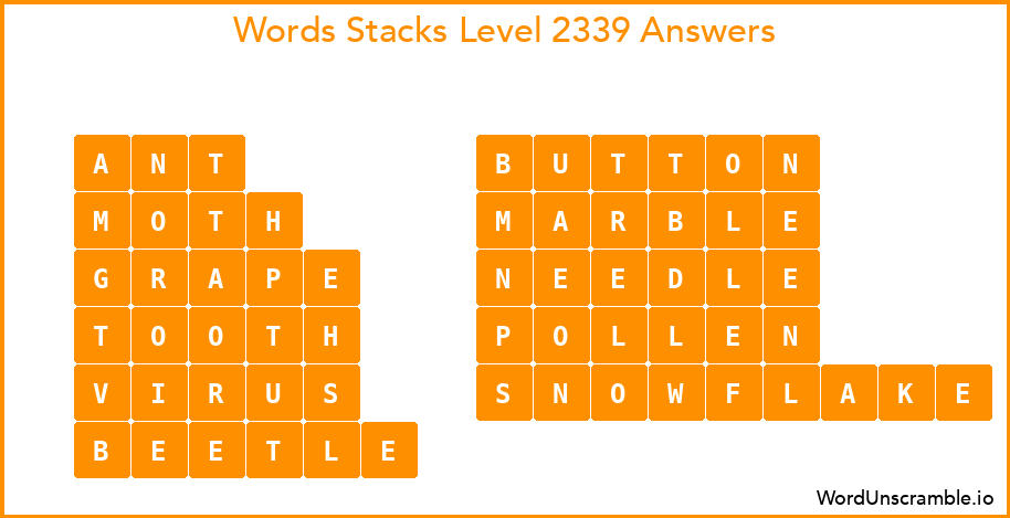 Word Stacks Level 2339 Answers