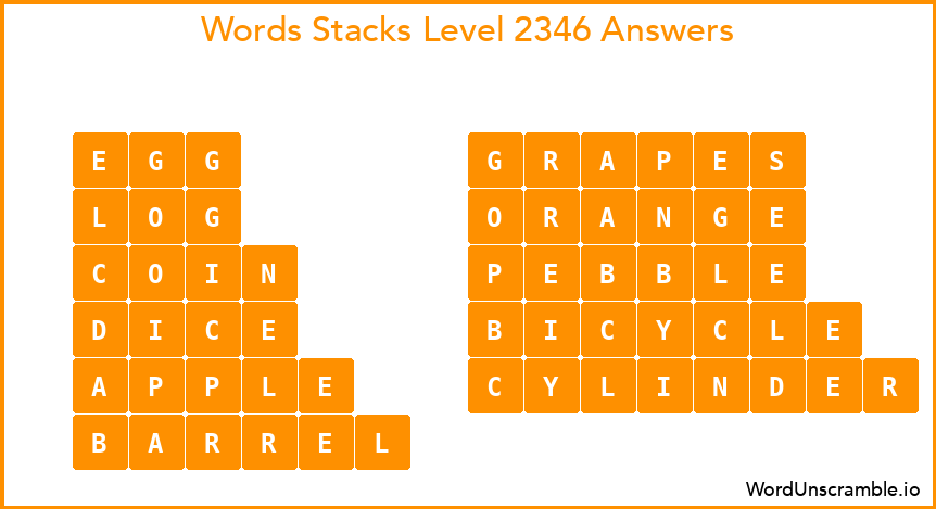 Word Stacks Level 2346 Answers