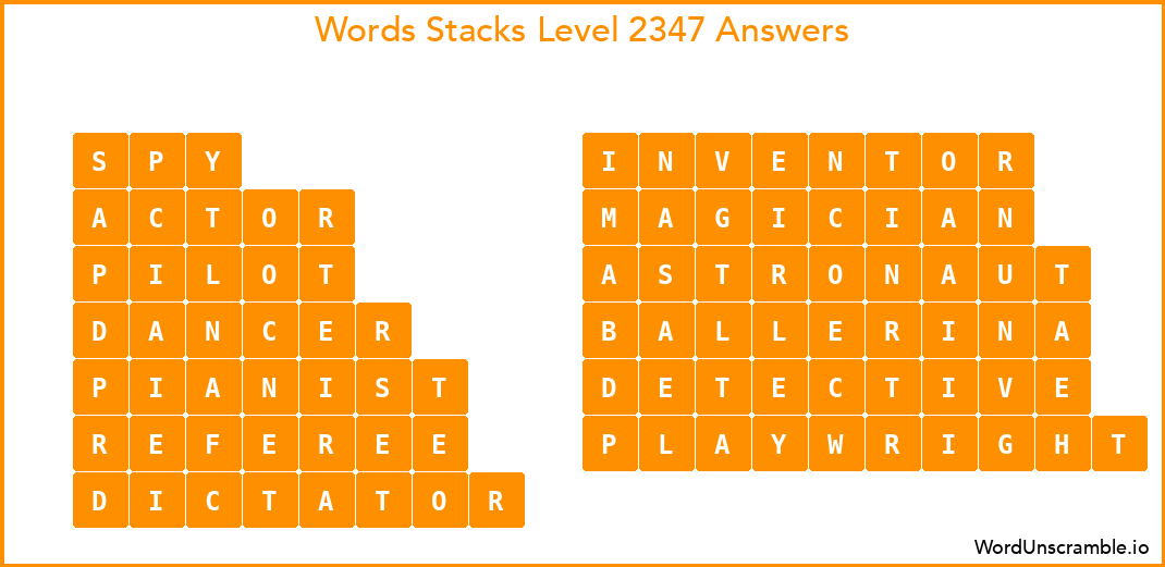 Word Stacks Level 2347 Answers