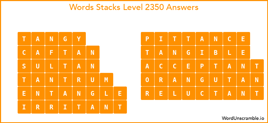 Word Stacks Level 2350 Answers