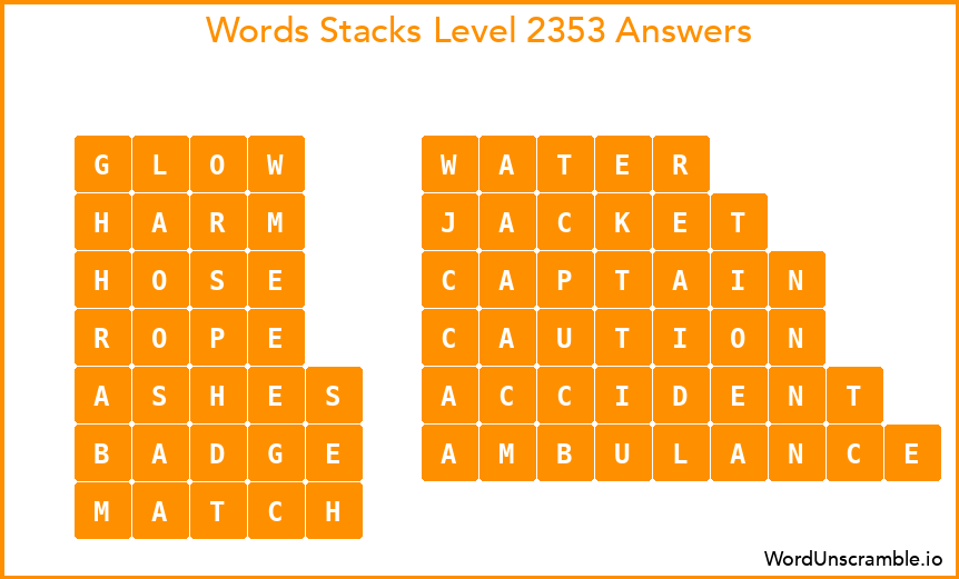 Word Stacks Level 2353 Answers