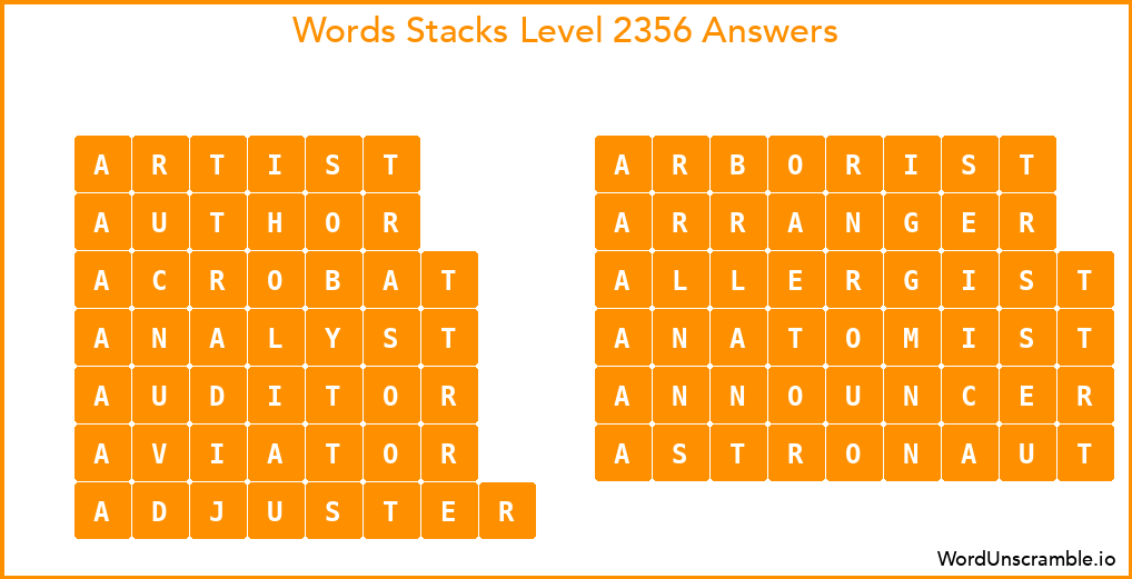 Word Stacks Level 2356 Answers