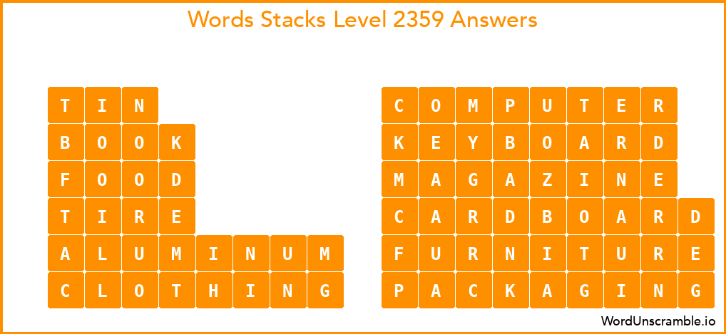 Word Stacks Level 2359 Answers