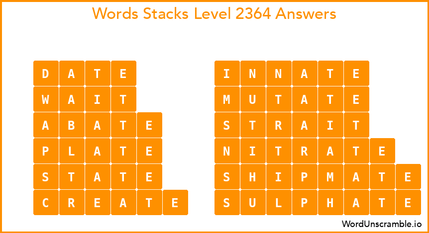 Word Stacks Level 2364 Answers