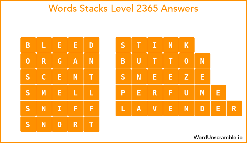 Word Stacks Level 2365 Answers