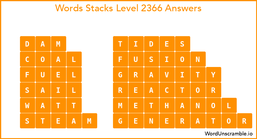 Word Stacks Level 2366 Answers