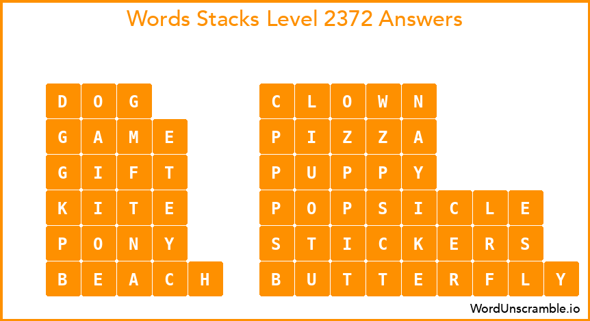 Word Stacks Level 2372 Answers