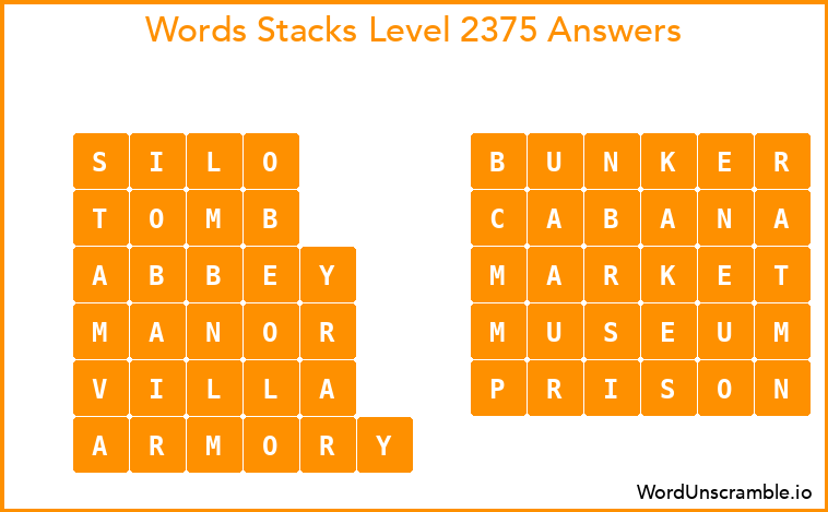 Word Stacks Level 2375 Answers