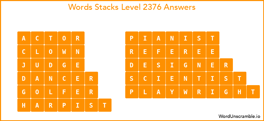 Word Stacks Level 2376 Answers