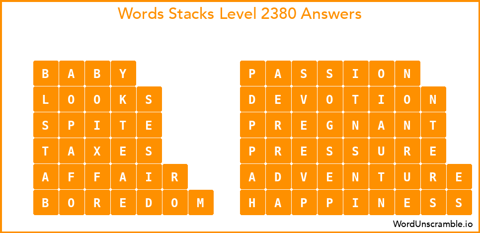 Word Stacks Level 2380 Answers