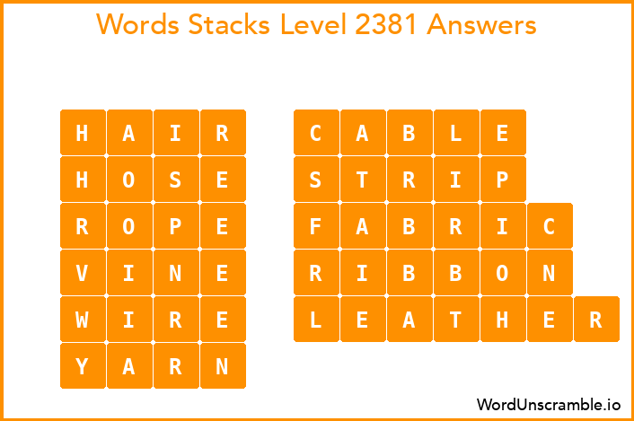 Word Stacks Level 2381 Answers