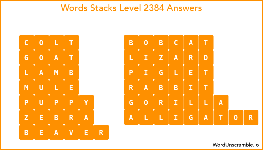 Word Stacks Level 2384 Answers