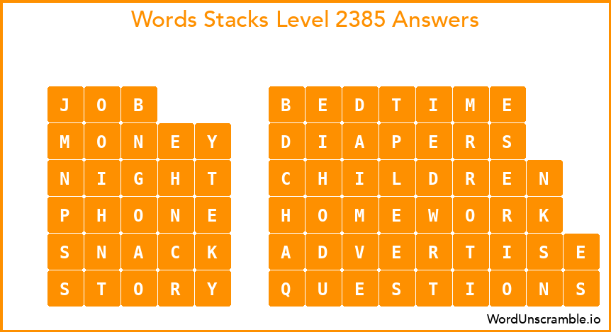 Word Stacks Level 2385 Answers