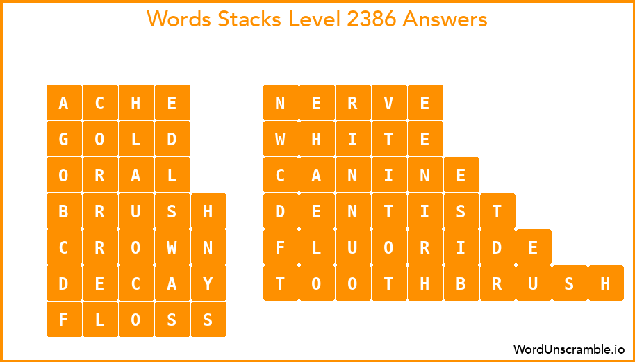 Word Stacks Level 2386 Answers