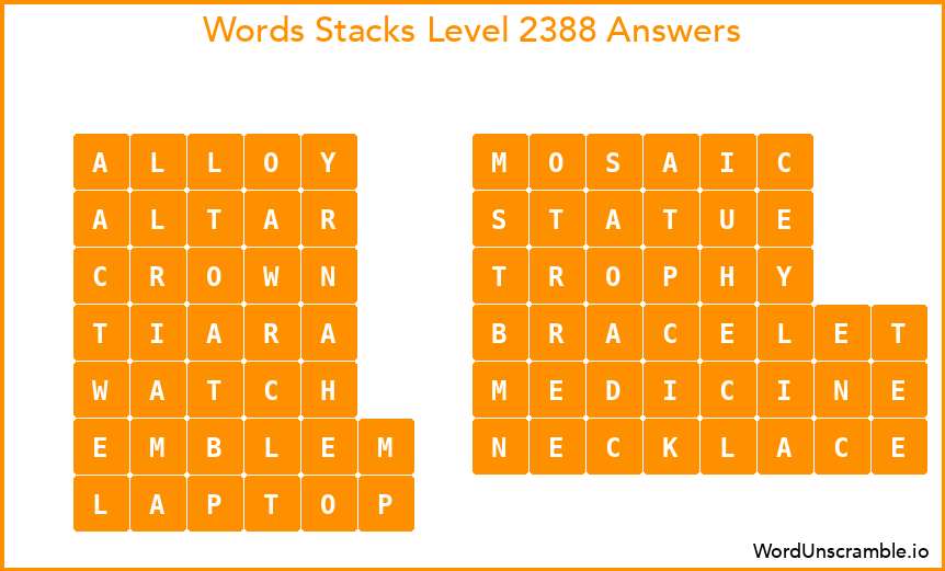 Word Stacks Level 2388 Answers