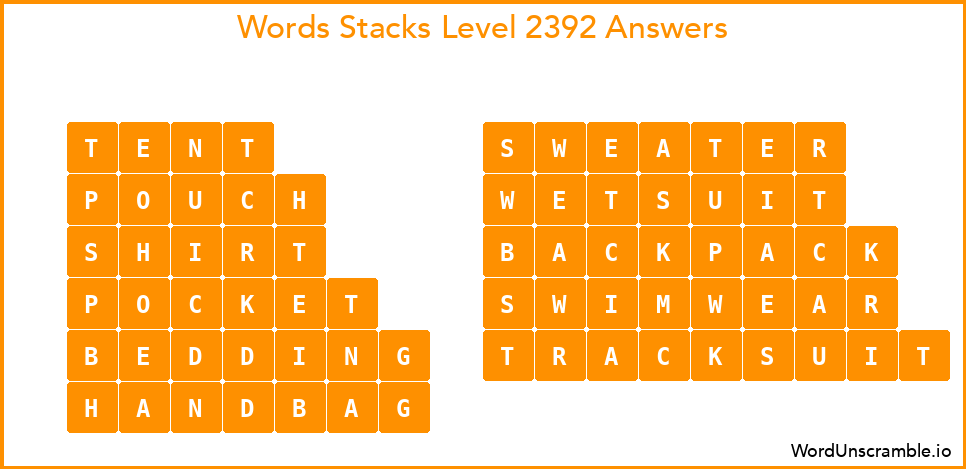 Word Stacks Level 2392 Answers