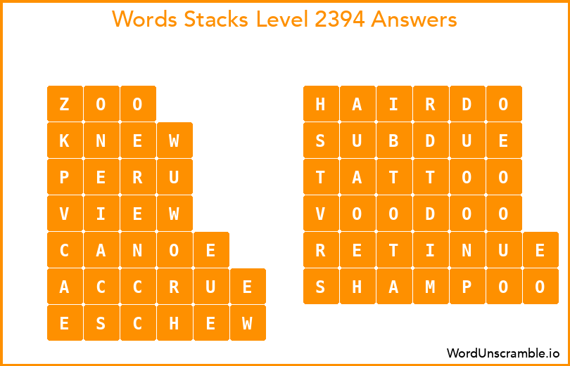 Word Stacks Level 2394 Answers