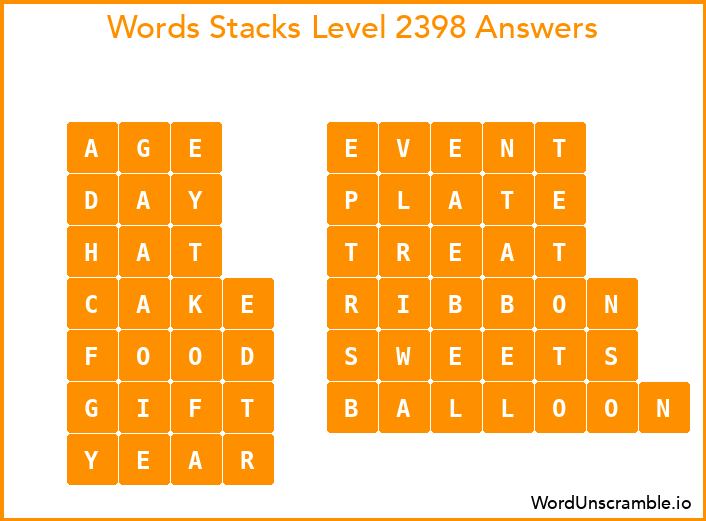 Word Stacks Level 2398 Answers