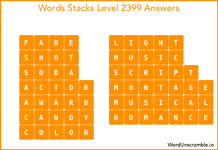 Word Stacks Level 2399 Answers