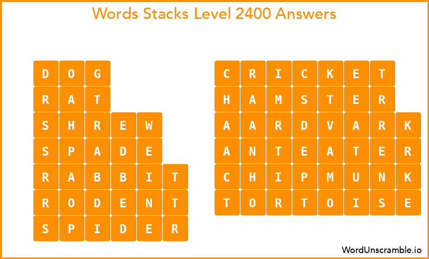 Word Stacks Level 2400 Answers
