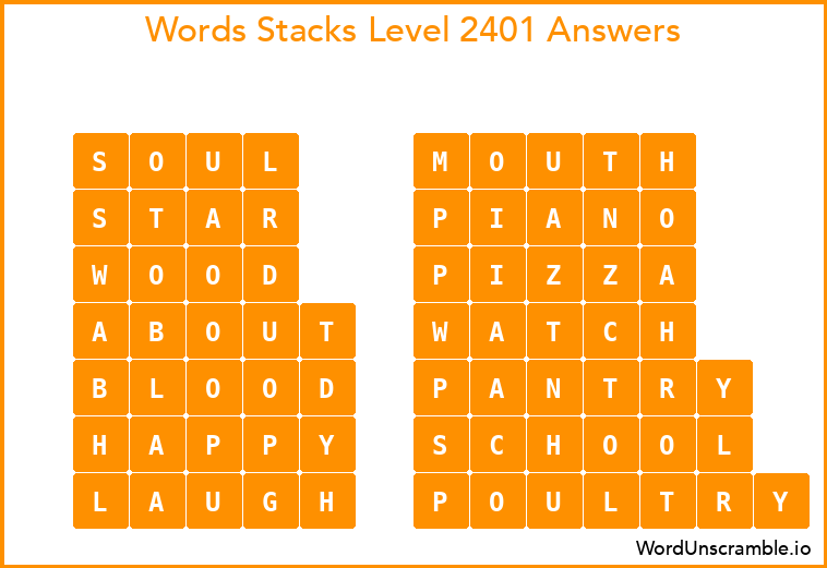 Word Stacks Level 2401 Answers