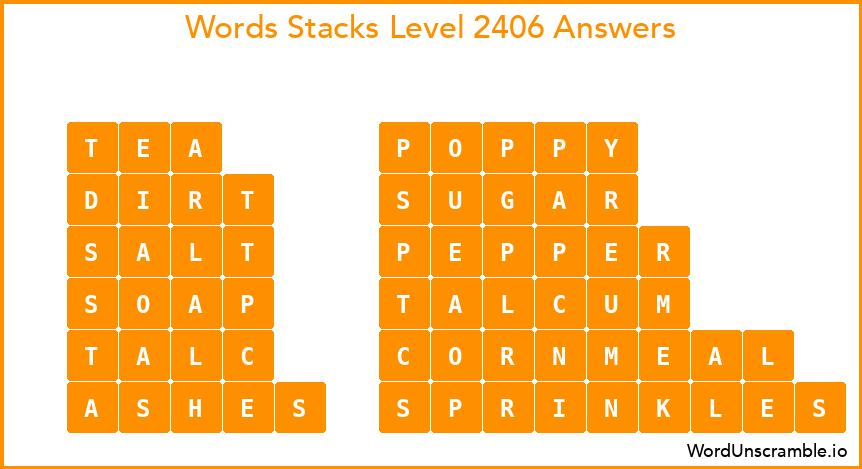 Word Stacks Level 2406 Answers