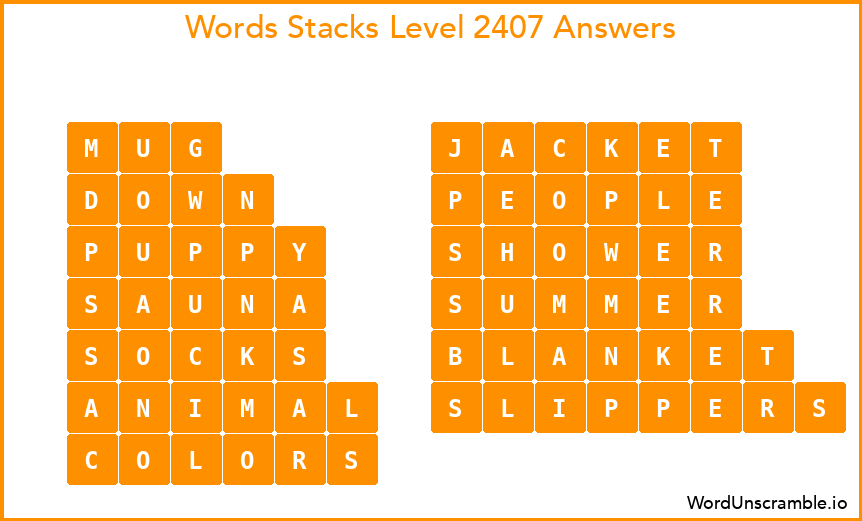 Word Stacks Level 2407 Answers