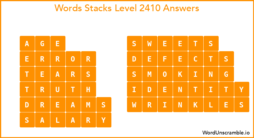 Word Stacks Level 2410 Answers