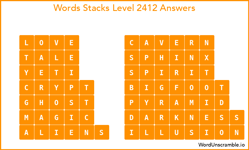 Word Stacks Level 2412 Answers