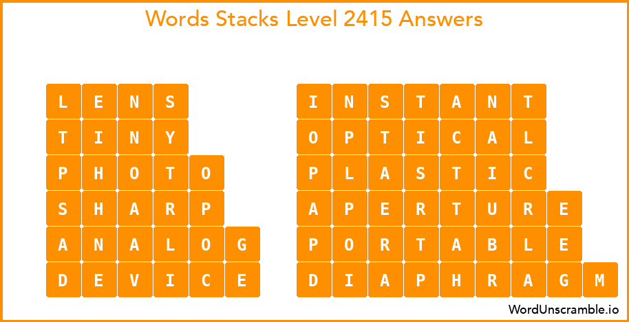 Word Stacks Level 2415 Answers