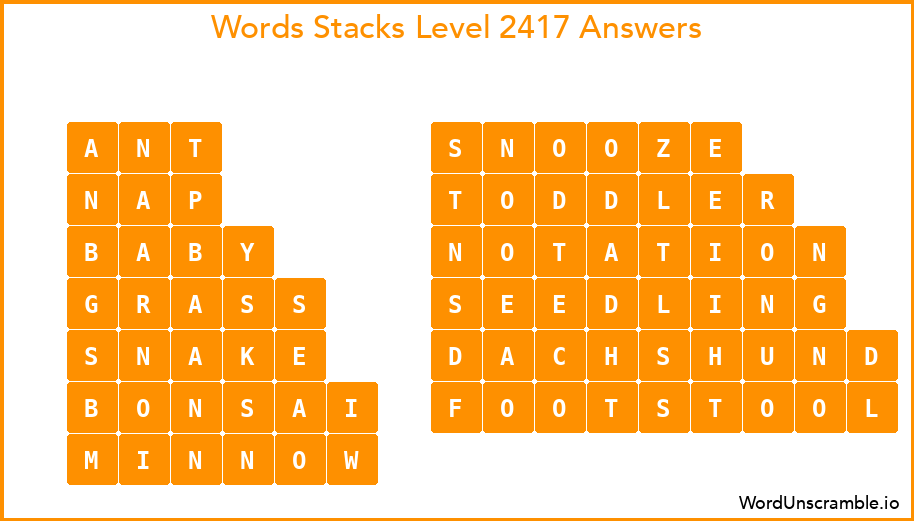 Word Stacks Level 2417 Answers