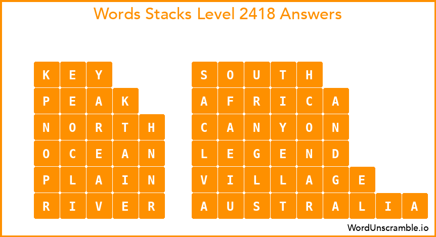 Word Stacks Level 2418 Answers