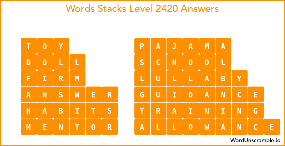 Word Stacks Level 2420 Answers