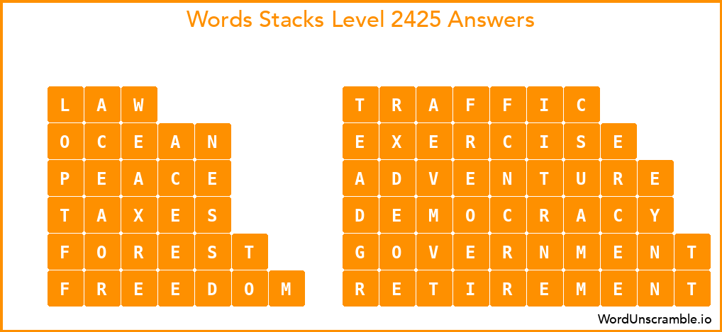 Word Stacks Level 2425 Answers